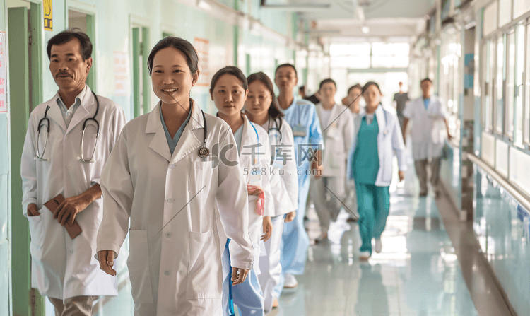 亚洲人医务工作者和患者在病房里