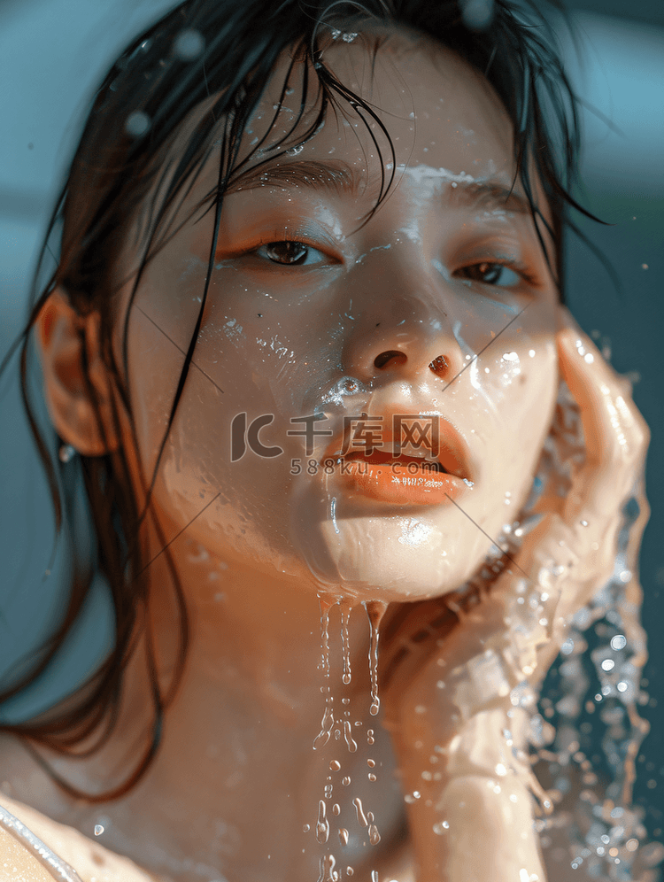 亚洲人年轻女人洗脸
