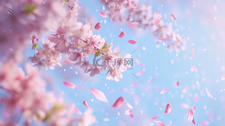 粉色浪漫唯美清新树木树枝花朵花