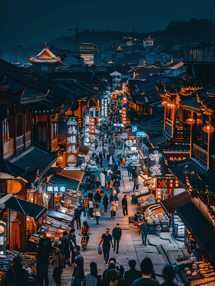 上海夏日夜市摄影图