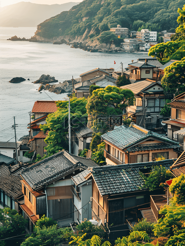 日本神奈川海边小城夏日摄影图