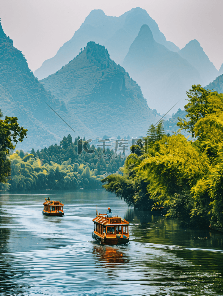 桂林白天桂林山水阳朔世外桃源景