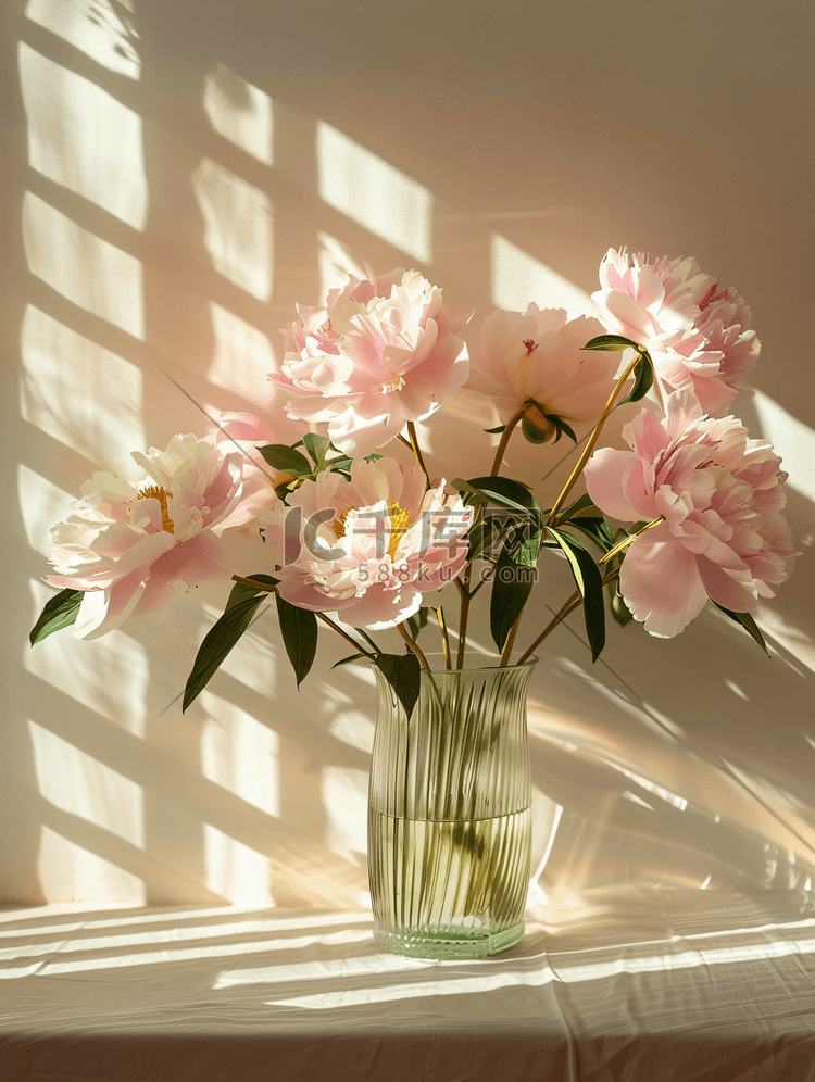 鲜花白天春天粉色洋牡丹室内桌面
