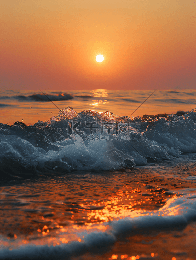 日照海边日出摄影图