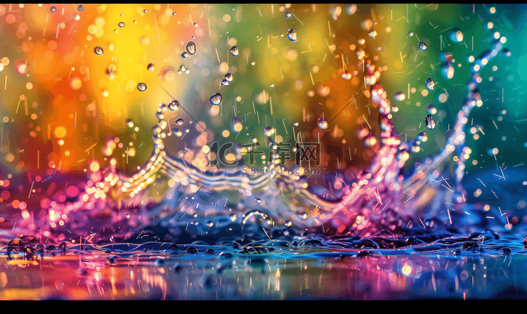 下雨天水面水滴雨水节气雨滴水面