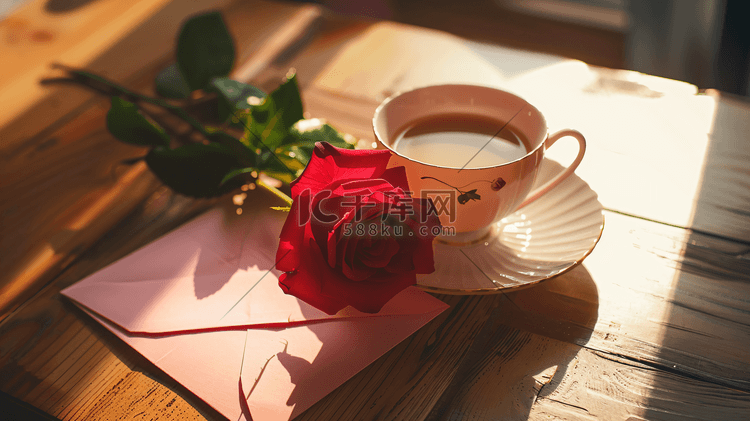 信封玫瑰美味咖啡摄影8