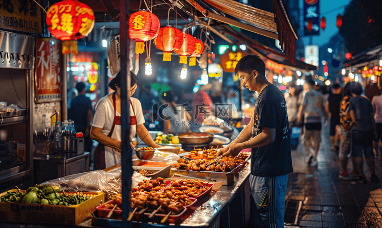 上海夏日夜市摄影图