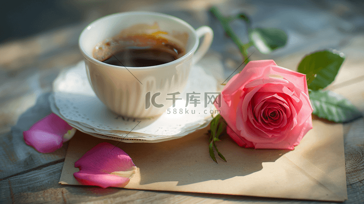 信封玫瑰美味咖啡摄影10