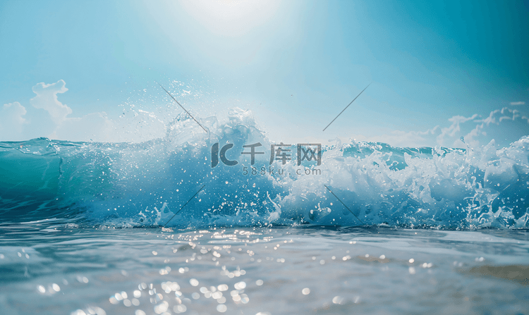 蓝色夏日海洋夏季海浪摄影图