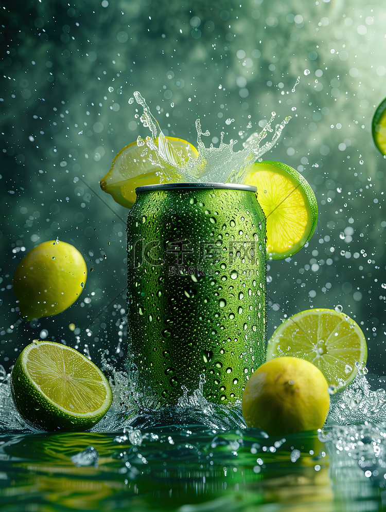 绿色软饮料罐柠檬果汁图片