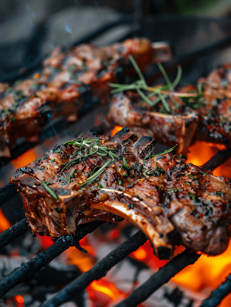 夏日夏天烤肉夜宵烧烤碳烤羊肉