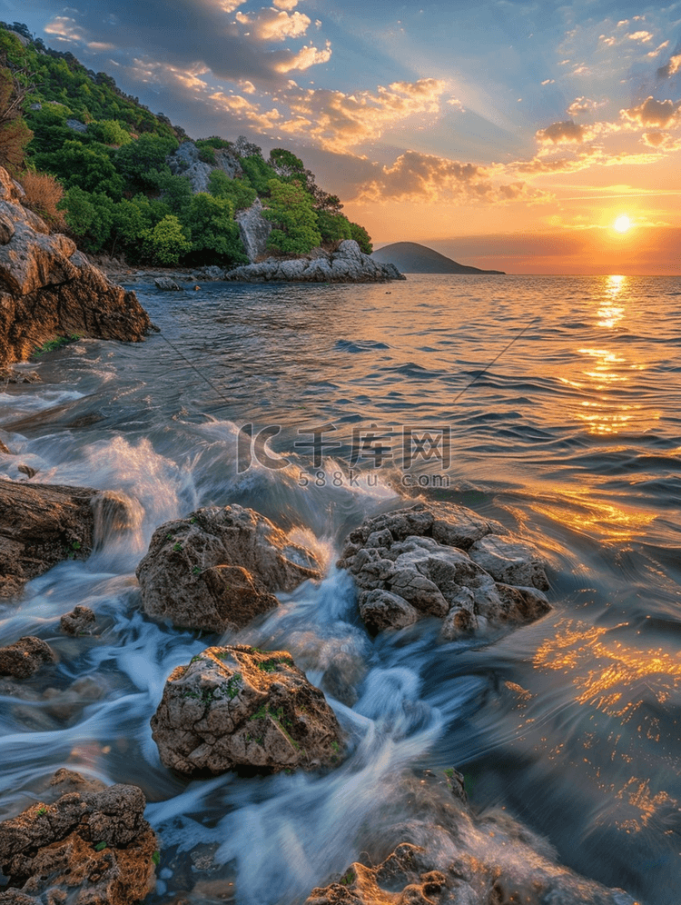 土耳其风景海上夕阳