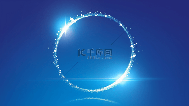 科技蓝色霓虹光纤粒子圆环背景图