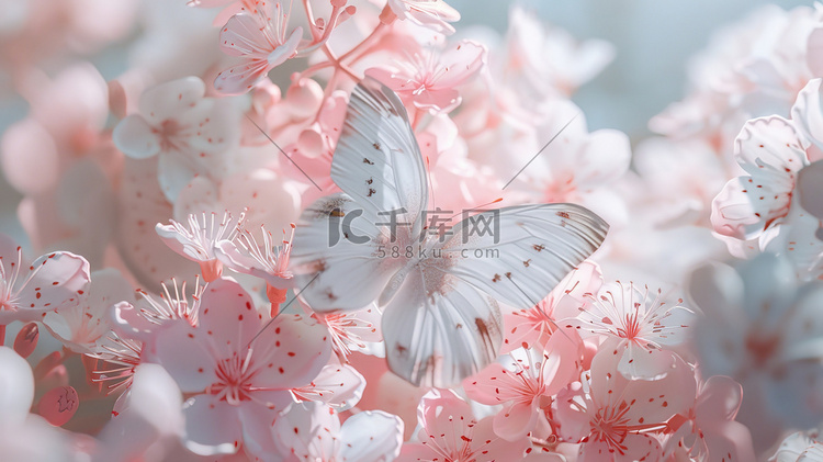粉色鲜花上的蝴蝶图片