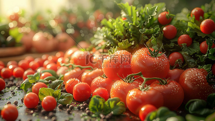 蔬菜水果立体描绘摄影照片