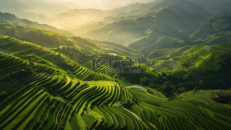 青青大山里的梯田图片