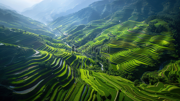 青青大山里的梯田图片