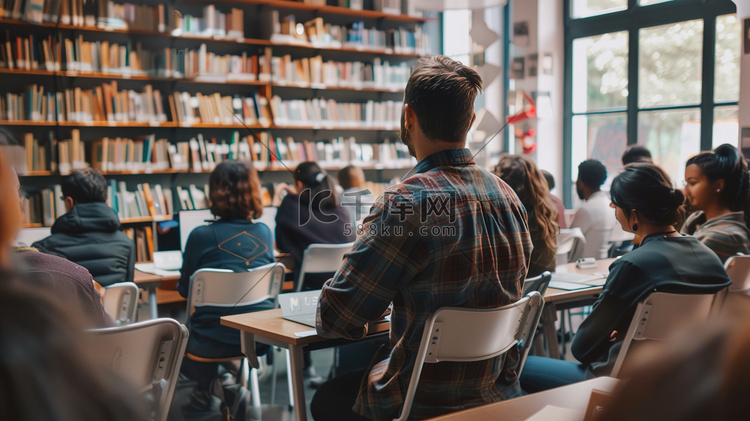 课堂里的大学生背影图片