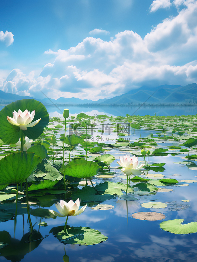 荷花池塘夏天风景摄影照片