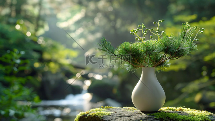 盆栽自然立体描绘摄影照片