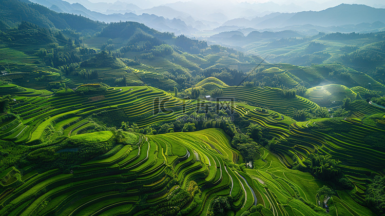 青青大山里的梯田图片