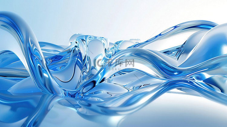 玻璃材料质感蓝色飘带设计图