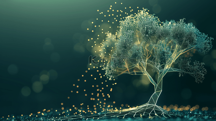 金光闪闪科技树木数据纹理的背景