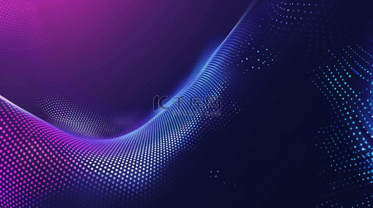 科技粒子蓝紫色渐变半色调几何波