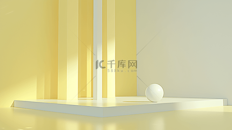 夏天清新奶黄色3D电商展台设计