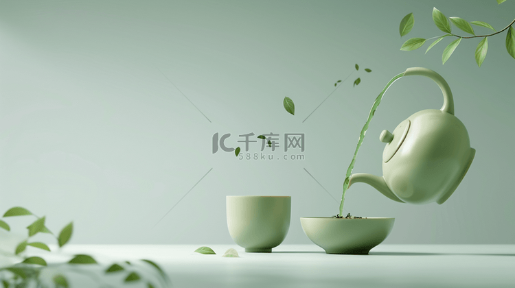 茶具茶叶品茗合成创意素材背景