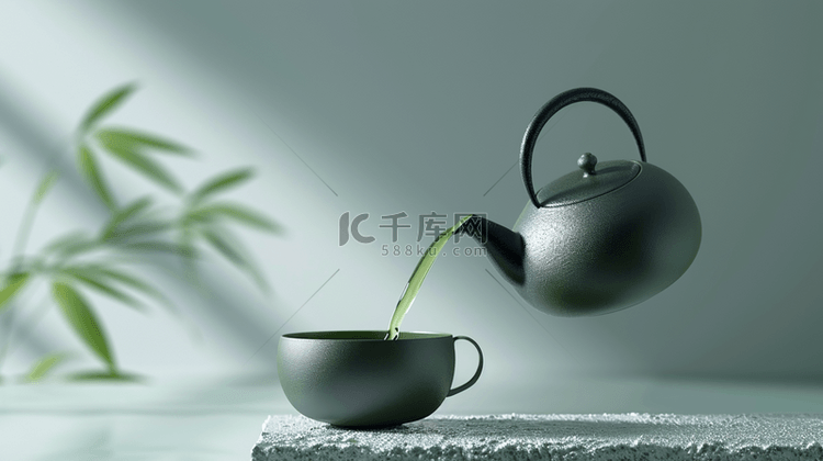 茶具茶叶品茗合成创意素材背景