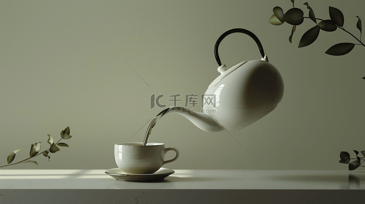 茶具茶叶品茗合成创意素材背景