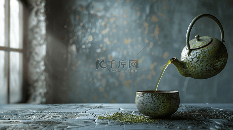 茶具茶叶品茗合成创意素材背景