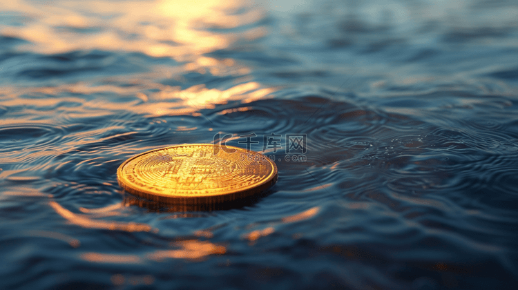 水面硬币漂浮合成创意素材背景