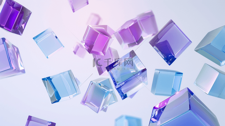 立方体透明绚丽合成创意素材背景