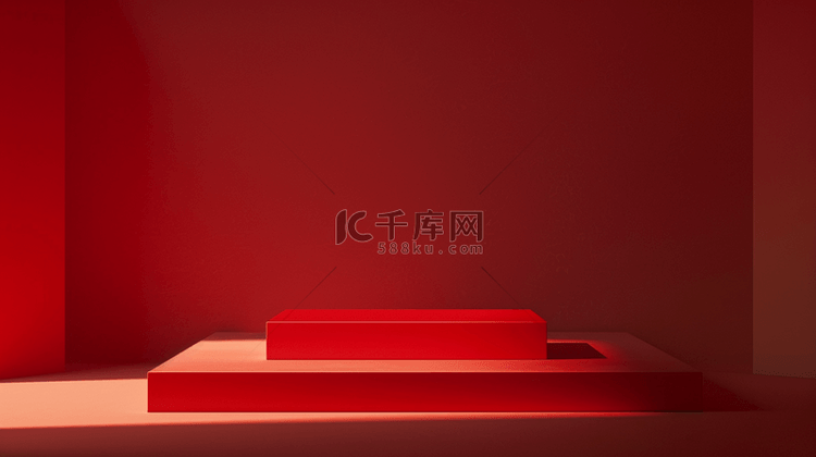 红色展台展示框合成创意素材背景