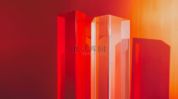 红色玻璃抽象合成创意素材背景