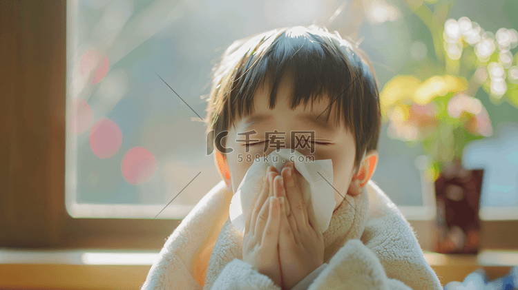 生病擤鼻涕的儿童3
