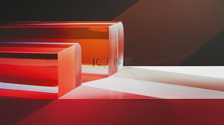 深橙色玻璃条形状素材