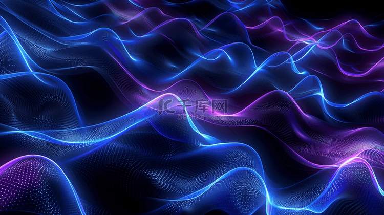 紫色商务科技感起伏曲线粒子纹理
