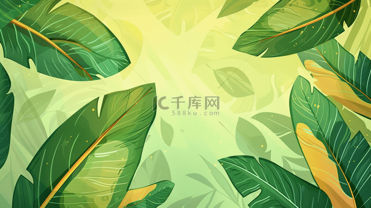 夏季绿色植物叶片装饰背景