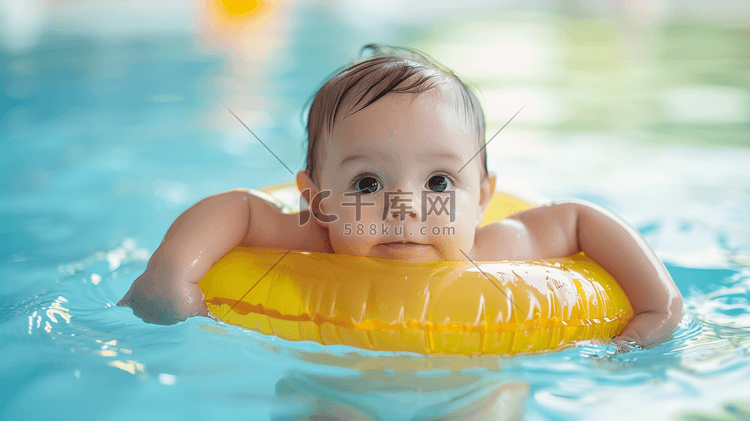 戴着游泳圈的婴儿摄影1