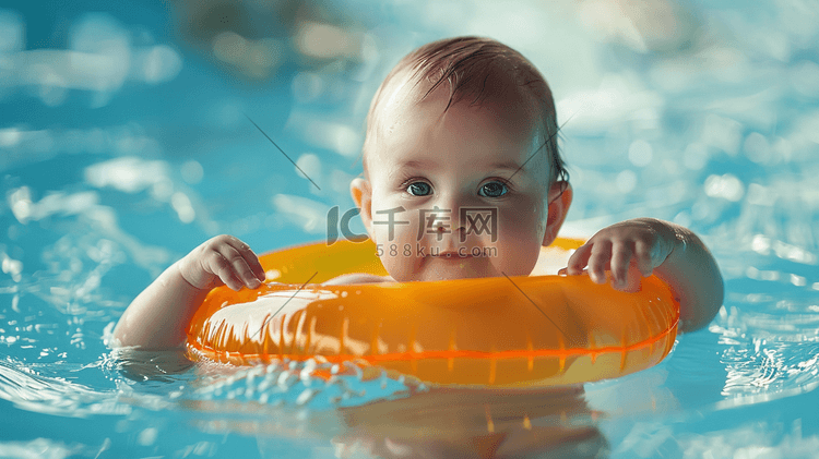戴着游泳圈的婴儿摄影4