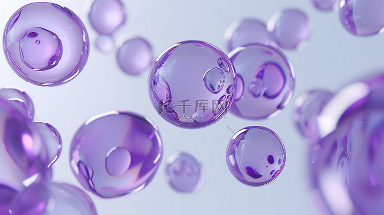 紫色水球气泡合成创意素材背景