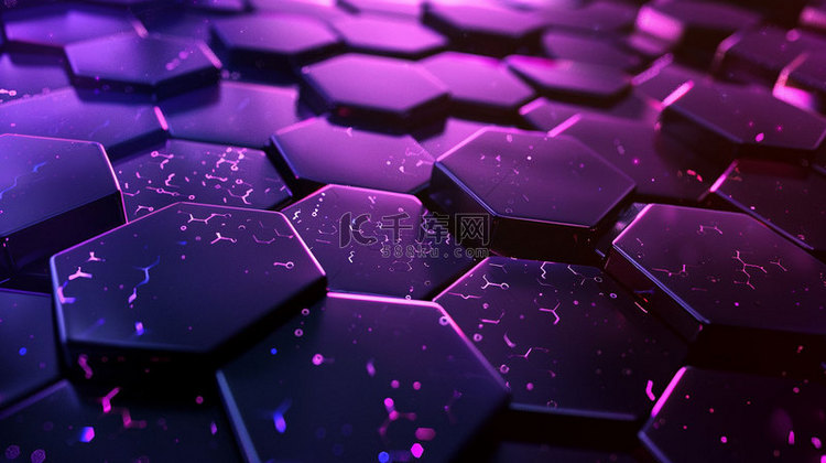 紫色六边形结合合成创意素材背景