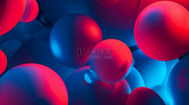 红蓝圆形球体合成创意素材背景