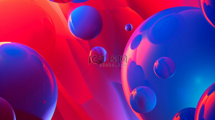 红蓝圆形球体合成创意素材背景