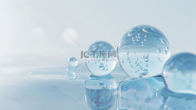 清澈水球气泡合成创意素材背景