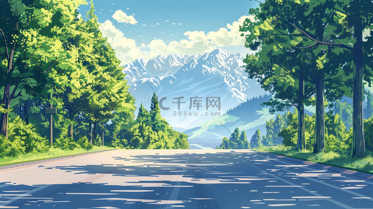 道路冰川绘画合成创意素材背景