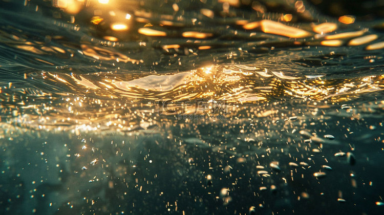 水面金色涟漪合成创意素材背景